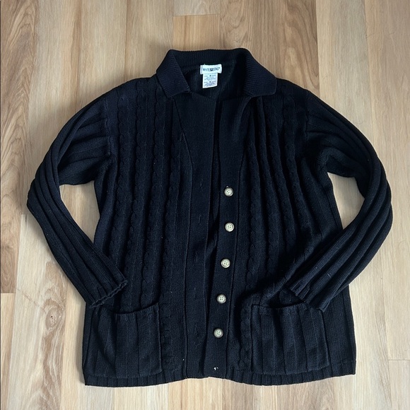 White Stag Sweaters - White Stag Black Cable Knit Cardigan